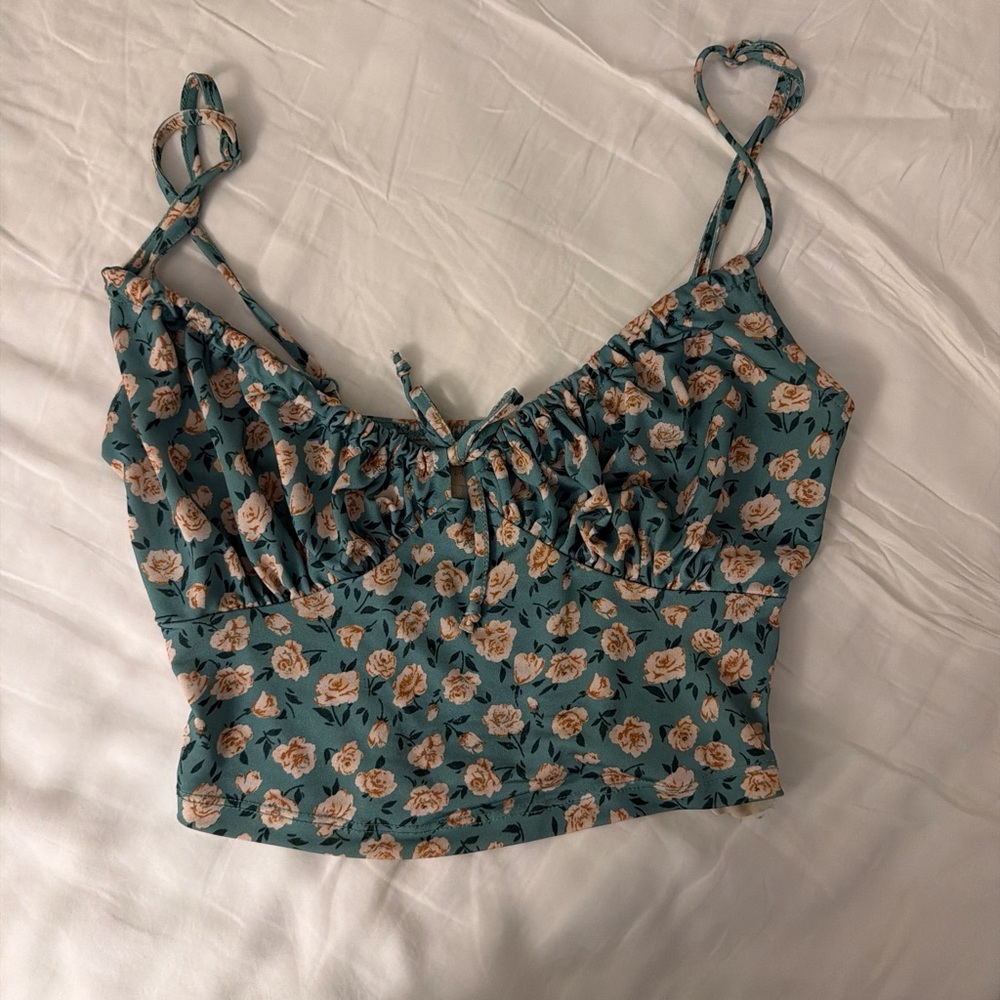 Urban Outfitters Teal Floral Camisole